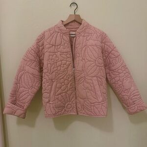 Anthropologie Pink Quilted Jacket Relaxed Fit Size Small